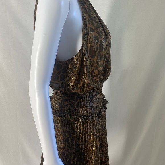 BCBG Max Azaria animal print/leopard printed smocked waisted halter dress - Picture 5 of 14